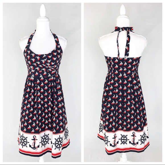 Anthropologie Dresses & Skirts - Anthropologie Postmark nautical halter dress 2